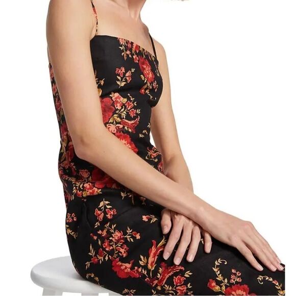 NEW Reformation Frankie Linen in Admire Black Red Floral 2 NEW $248 - Picture 10 of 11